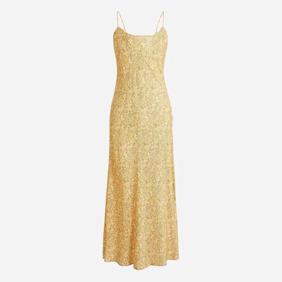 Linen Dress J Crew Midi Slip Dress Tall Gwyneth Cupro-Blend Slip Dress In  Scattered Blooms Lemon